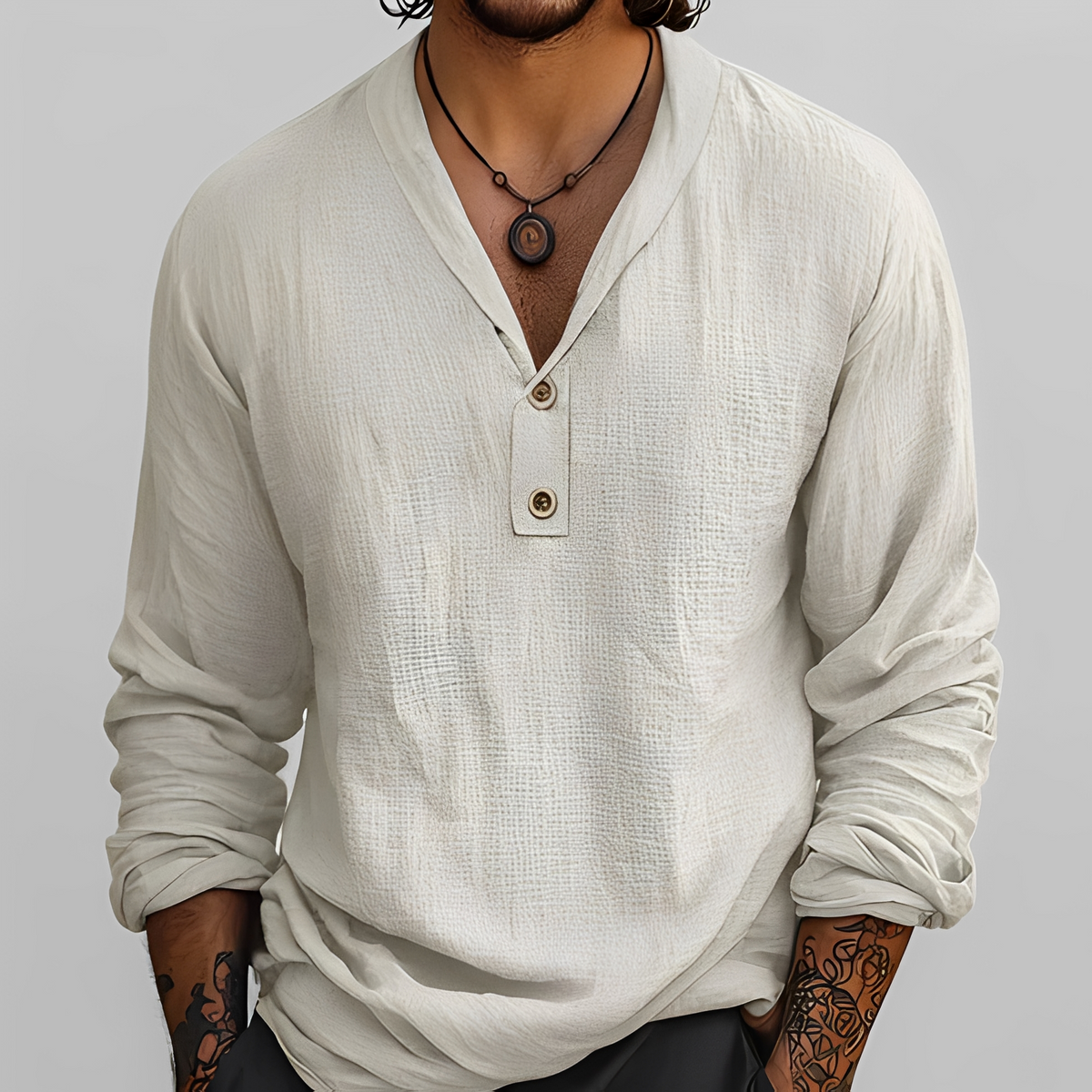 Reymart - Chemise estivale à col en V pour homme