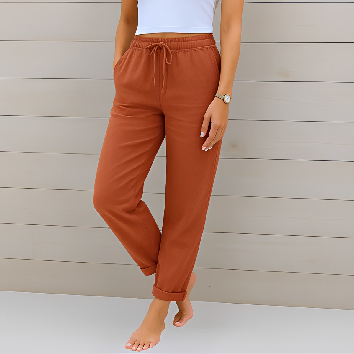 Audrey - Pantalon Décontracté avec Cordon
