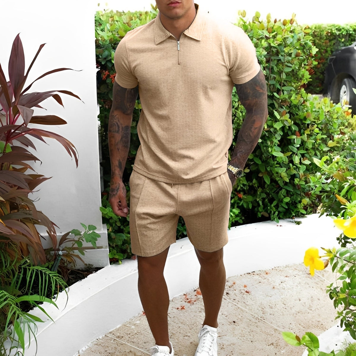 Richard - Ensemble décontracté composé d'un polo et de shorts pour hommes