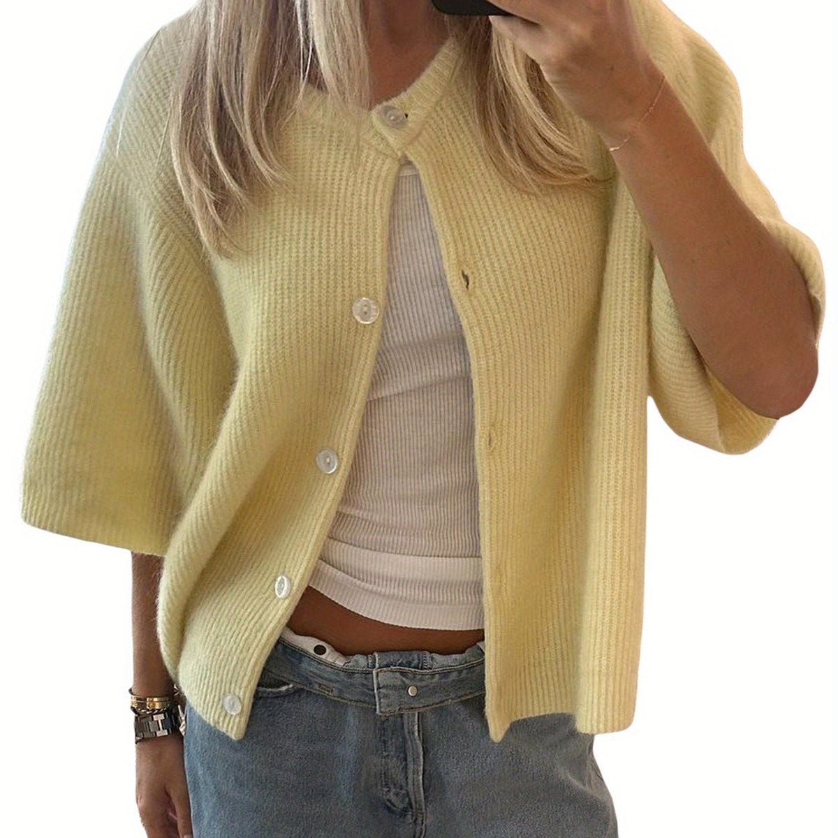 Margie - Cardigan large à manches courtes pour femmes