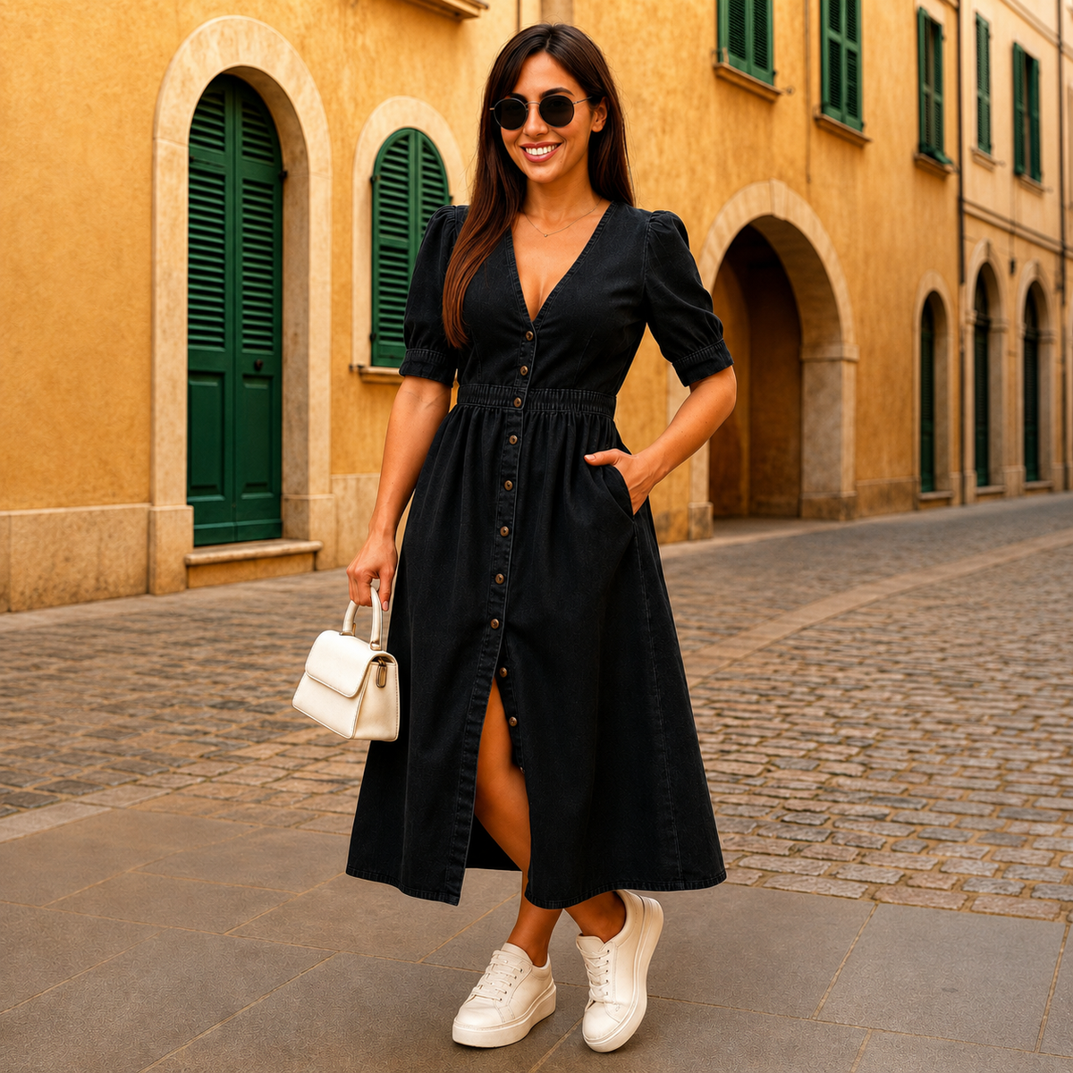 Marsha - Robe Élégante à Boutons