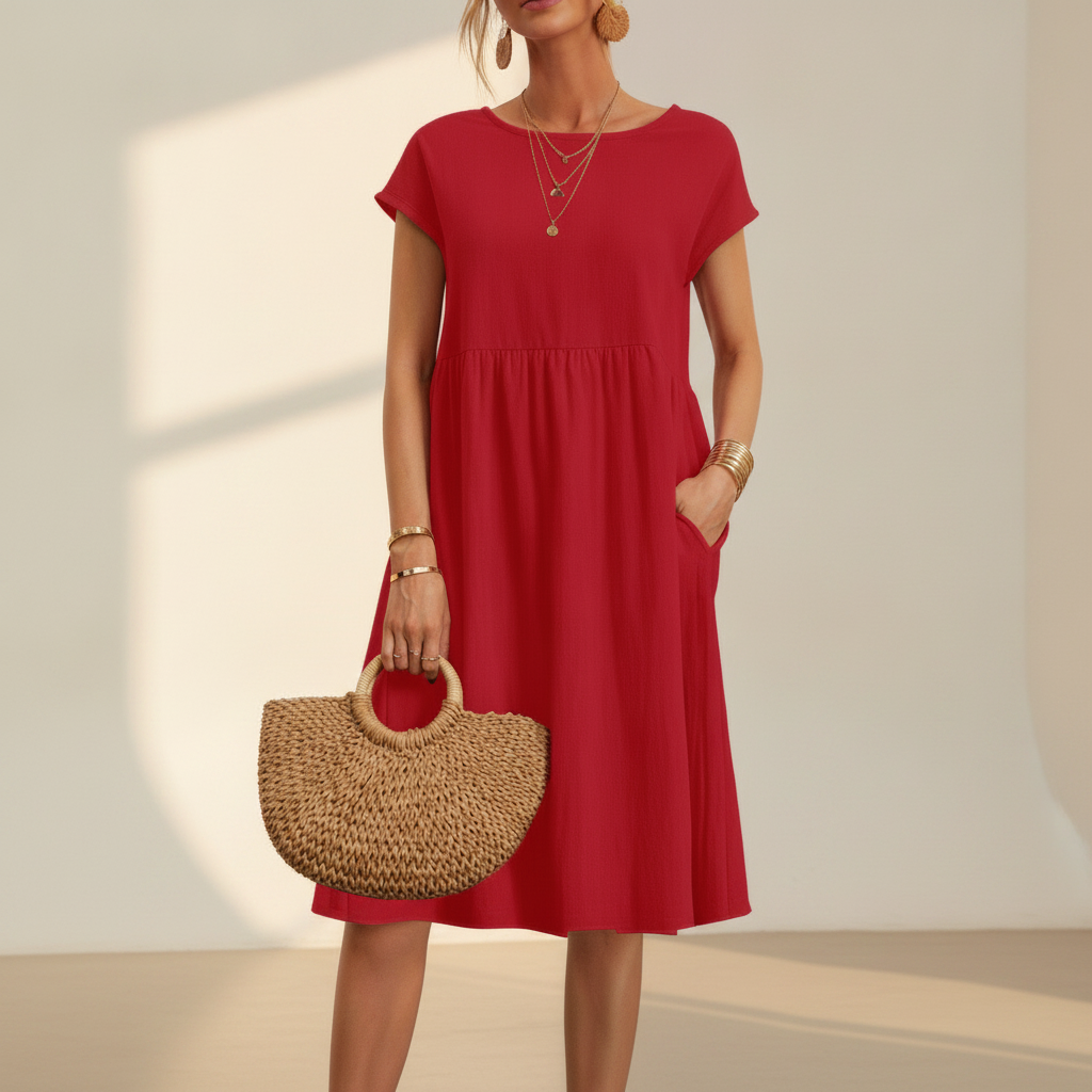 Nubia - Robe Midi à Col Rond Raffinée