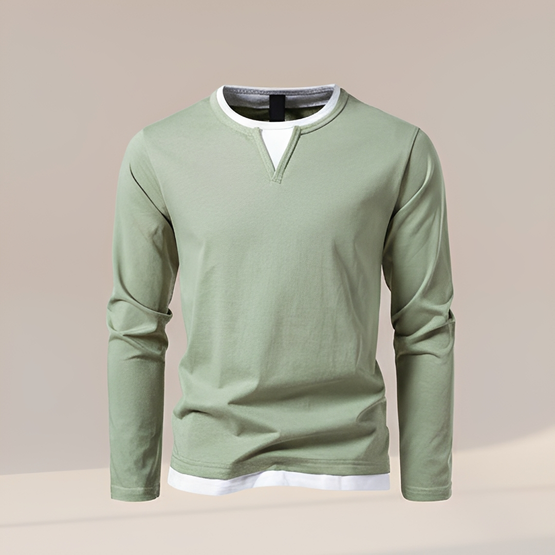 Daryl - Chemise Élégante à Col V et Manches Longues