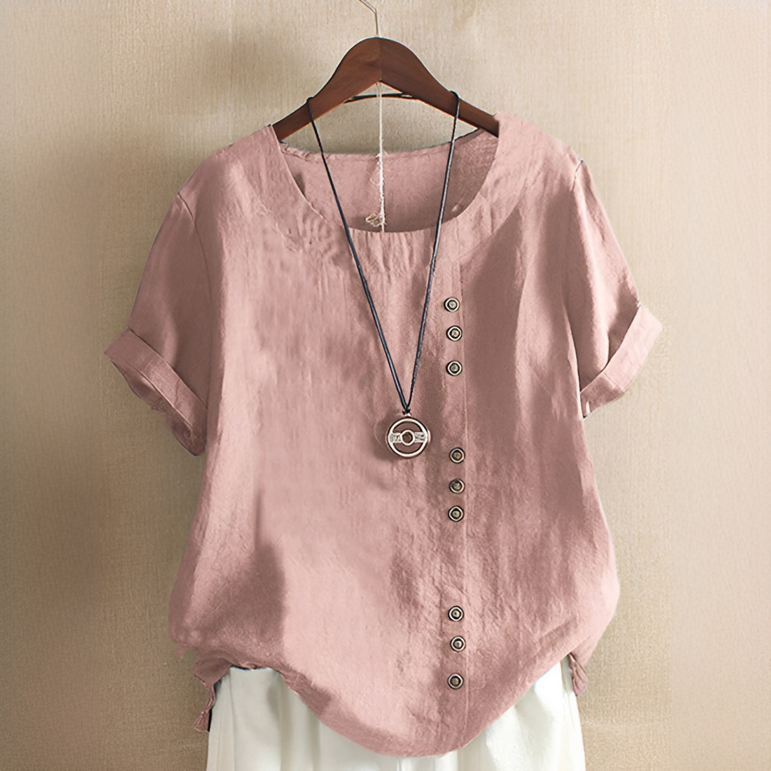 Noelle - Blouse à la Mode avec Boutons et Coupe Ample