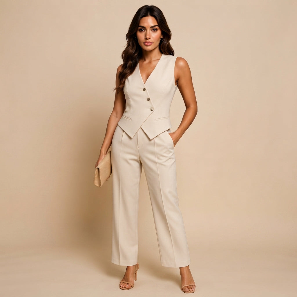 Fariba - Ensemble Pratique Sans Manches à Col V et Pantalon
