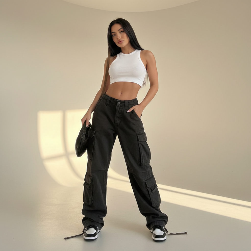 Kamley - Pantalon Cargo Large et Moderne