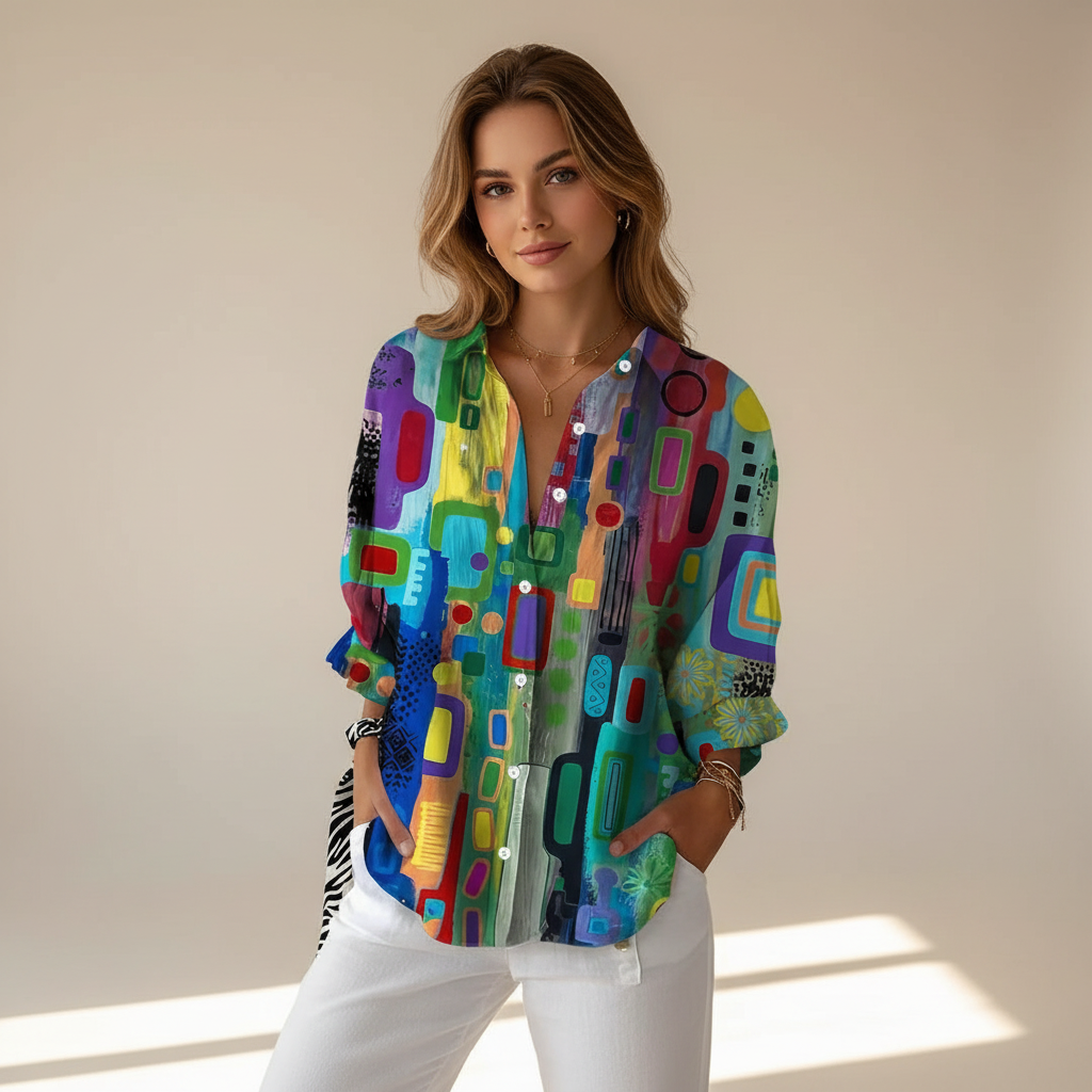 Naeryn - Chemise Boutonnée au Design Imprimé Élégant