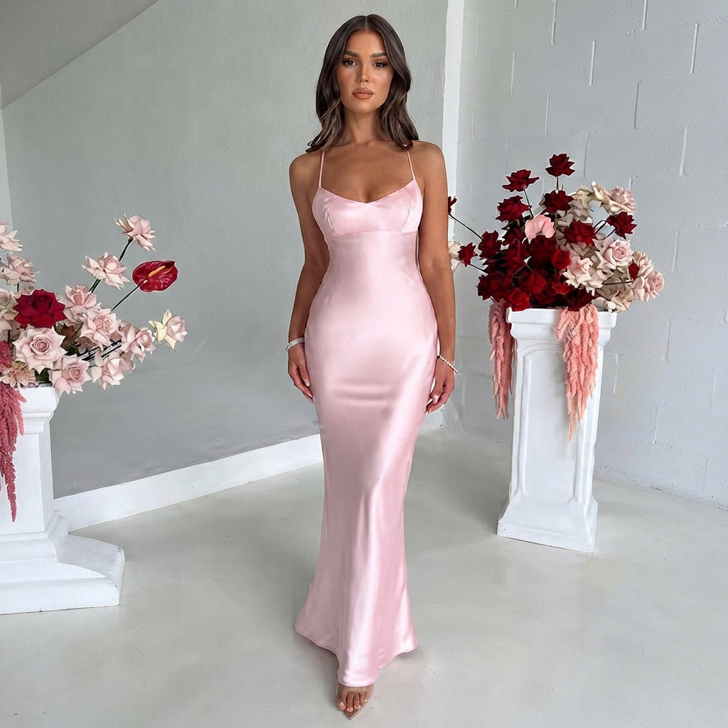 Melika - Robe Longue Ajustée Brillante