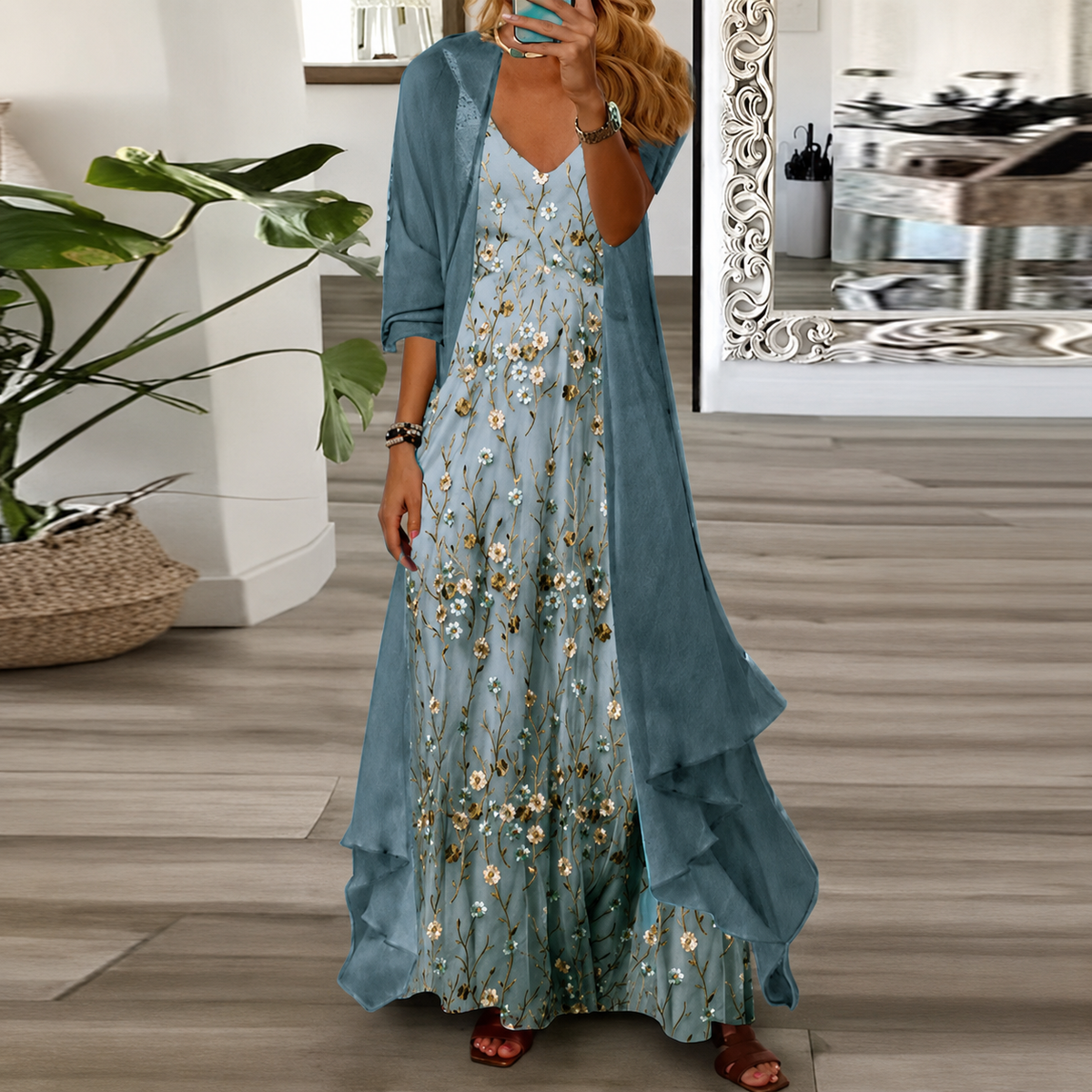 Derivia - Robe Maxi Élégante en Deux Pièces