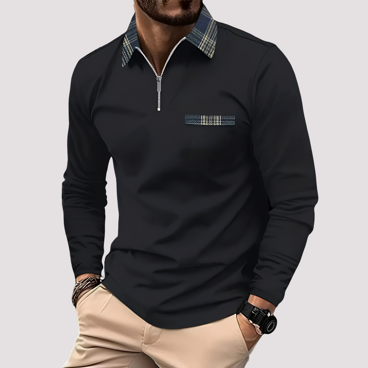 Aidan - Polo chic à manches longues pour hommes