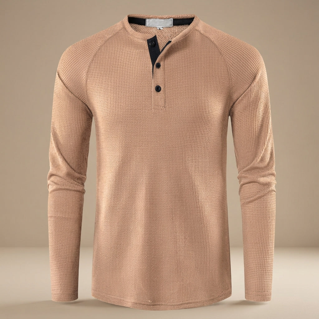 Teifion - Chemise Henley Traditionnelle à Motif Nid d'Abeille