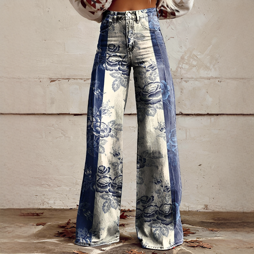 Shelley - Jeans Décontractés à Jambes Évasées Imprimés