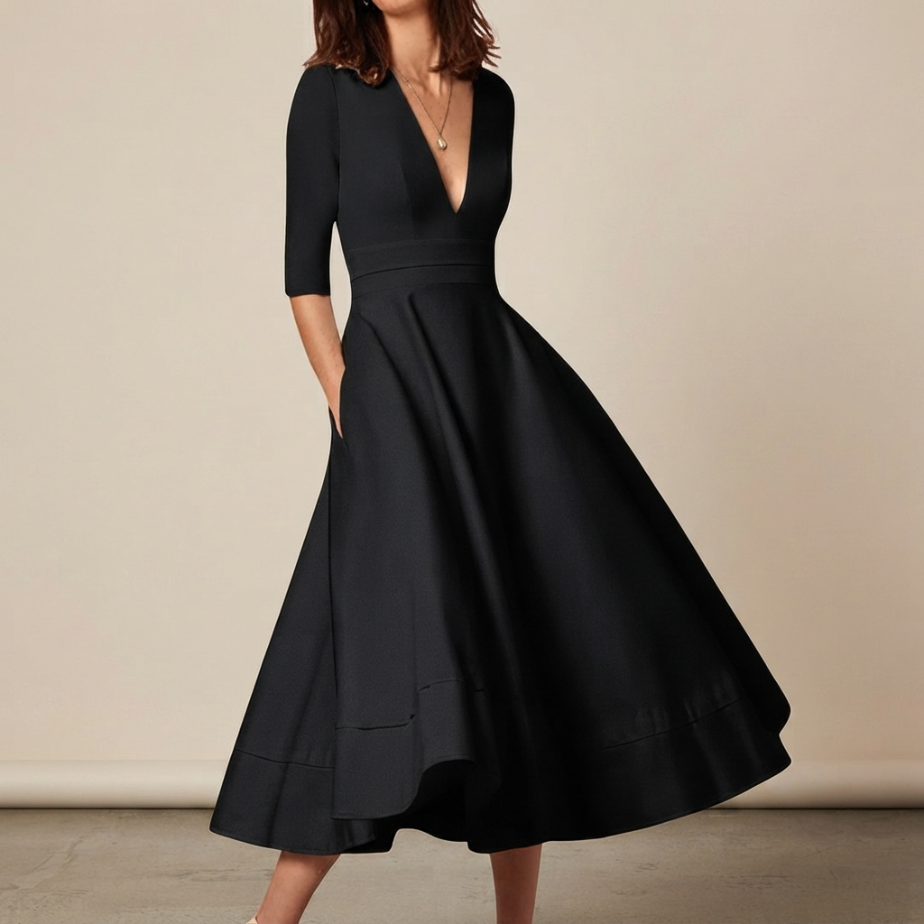 Debbie - Robe Élégante à Col V