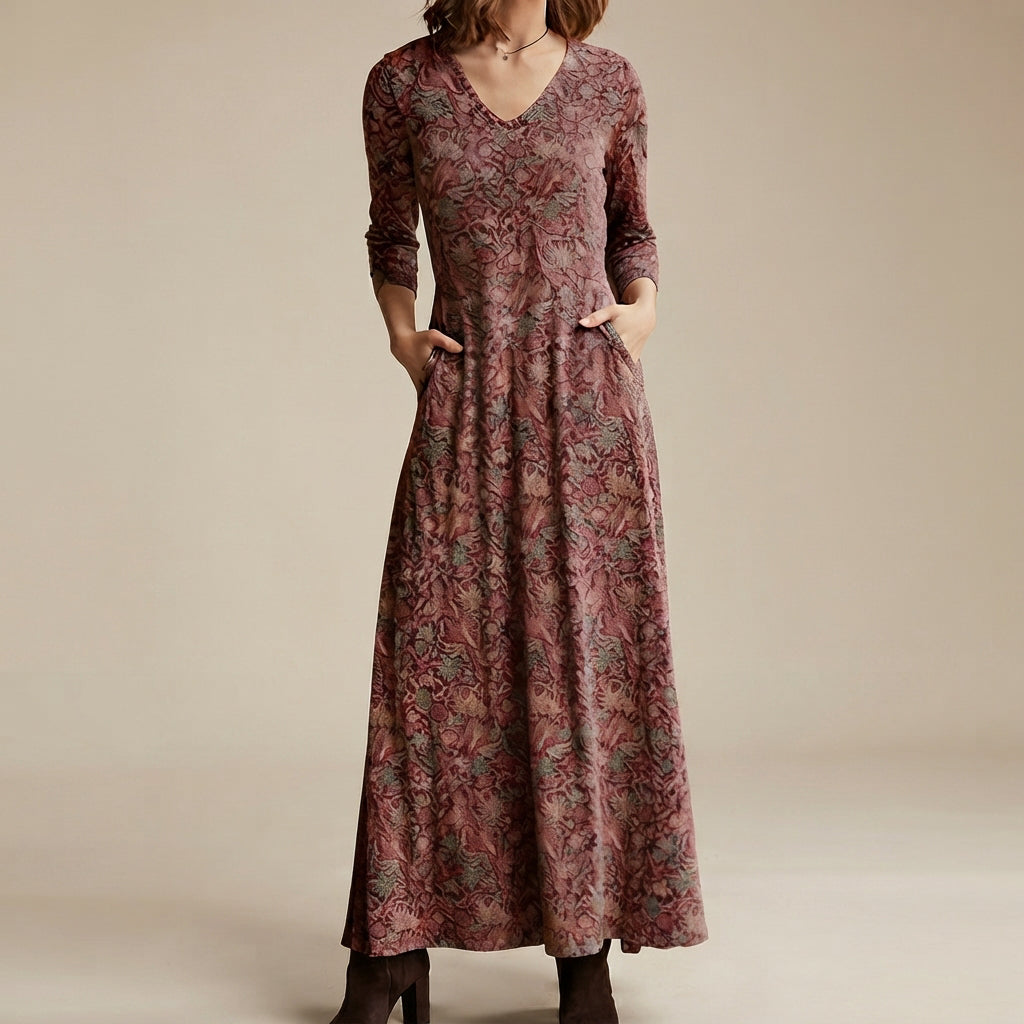 Adeline - Robe rétro à manches longues