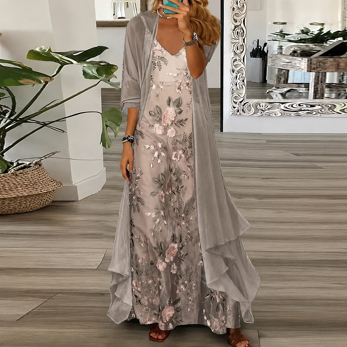 Derivia - Robe Maxi Élégante en Deux Pièces