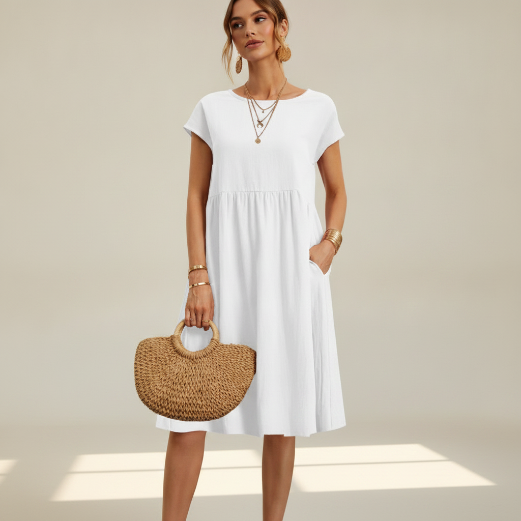 Nubia - Robe Midi à Col Rond Raffinée