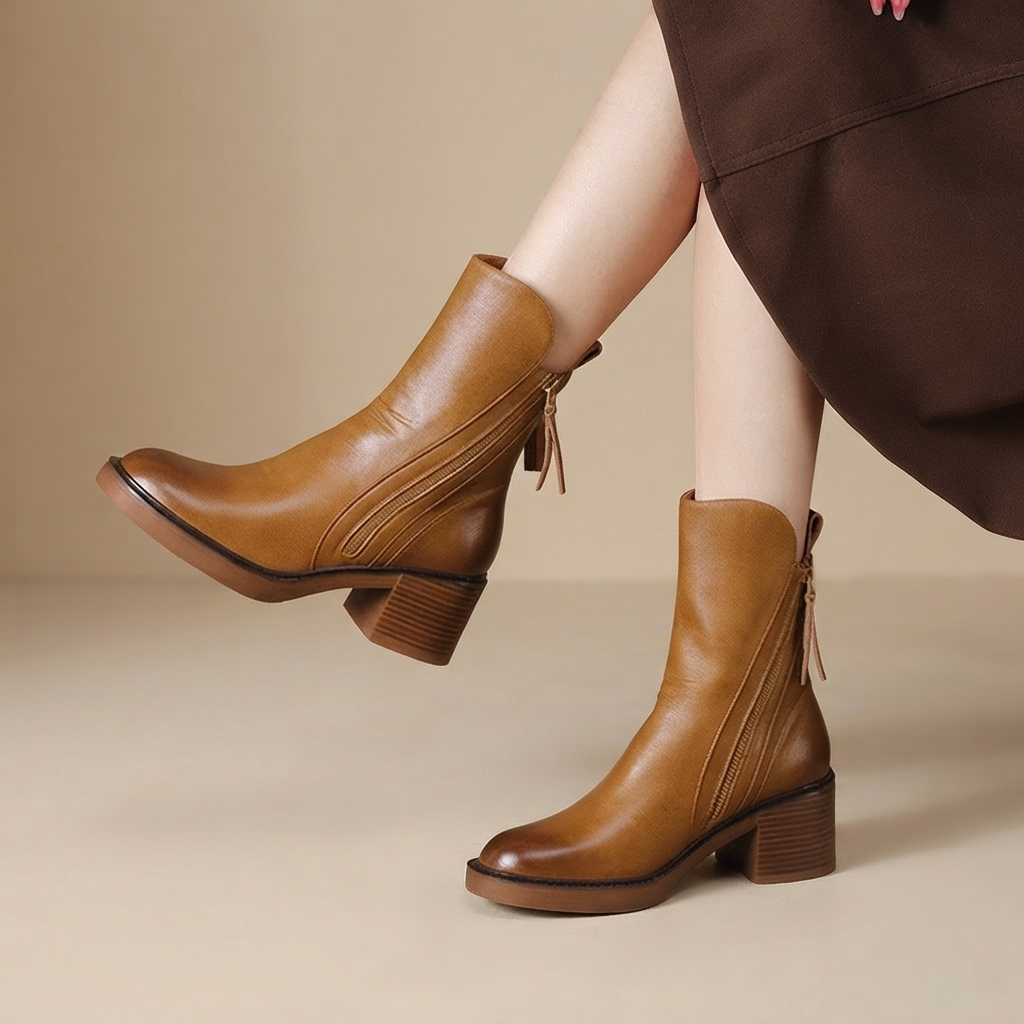 Jadonna - Bottes Élégantes avec Fermeture Éclair et Talons