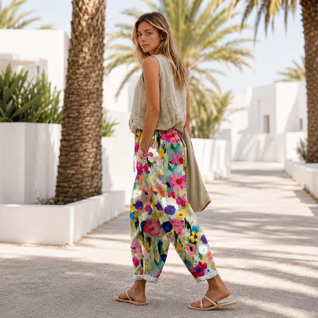 Kheyri - Pantalon Léger à Motifs Floraux