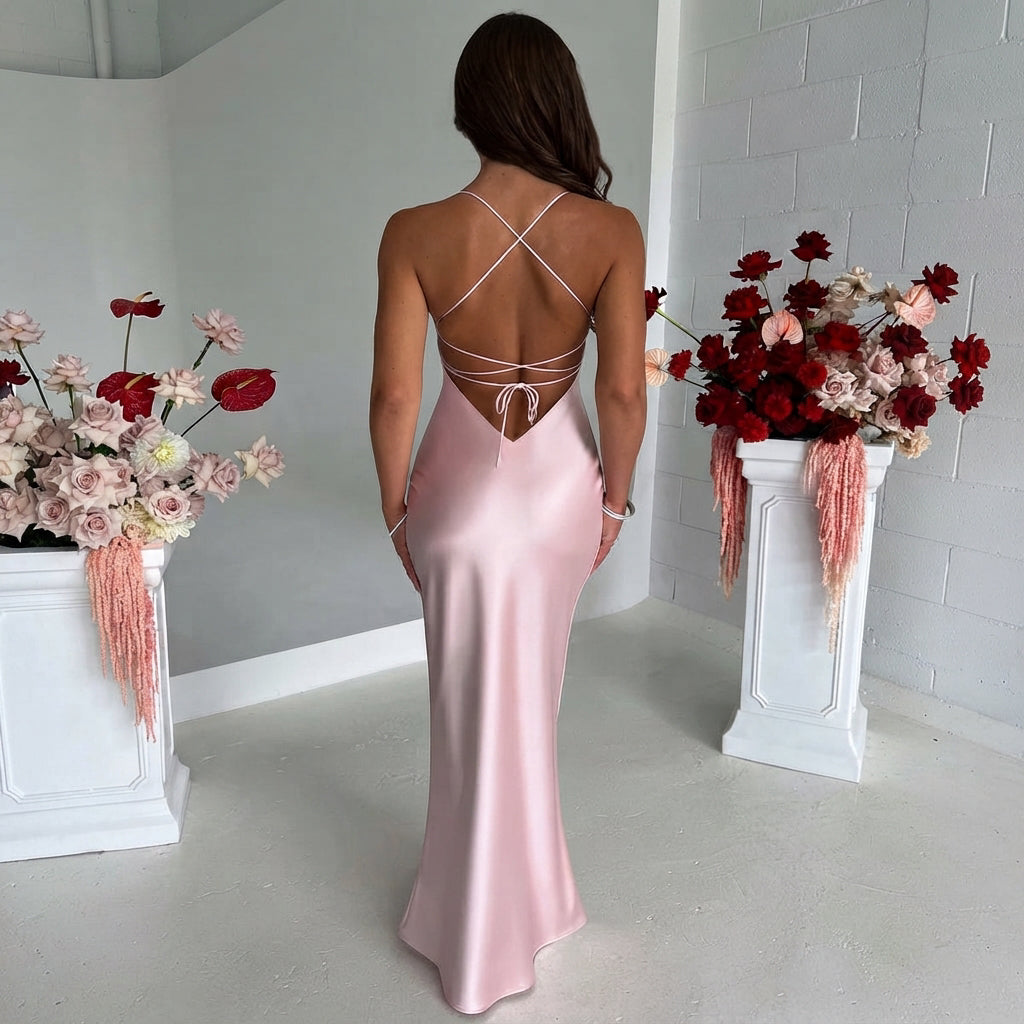 Melika - Robe Longue Ajustée Brillante