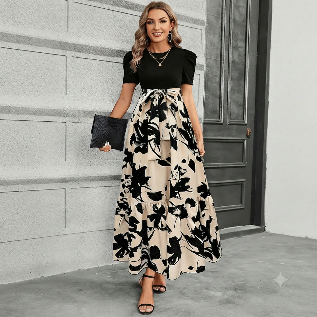 Astrid - Robe Jupe avec Motif Floral Raffiné