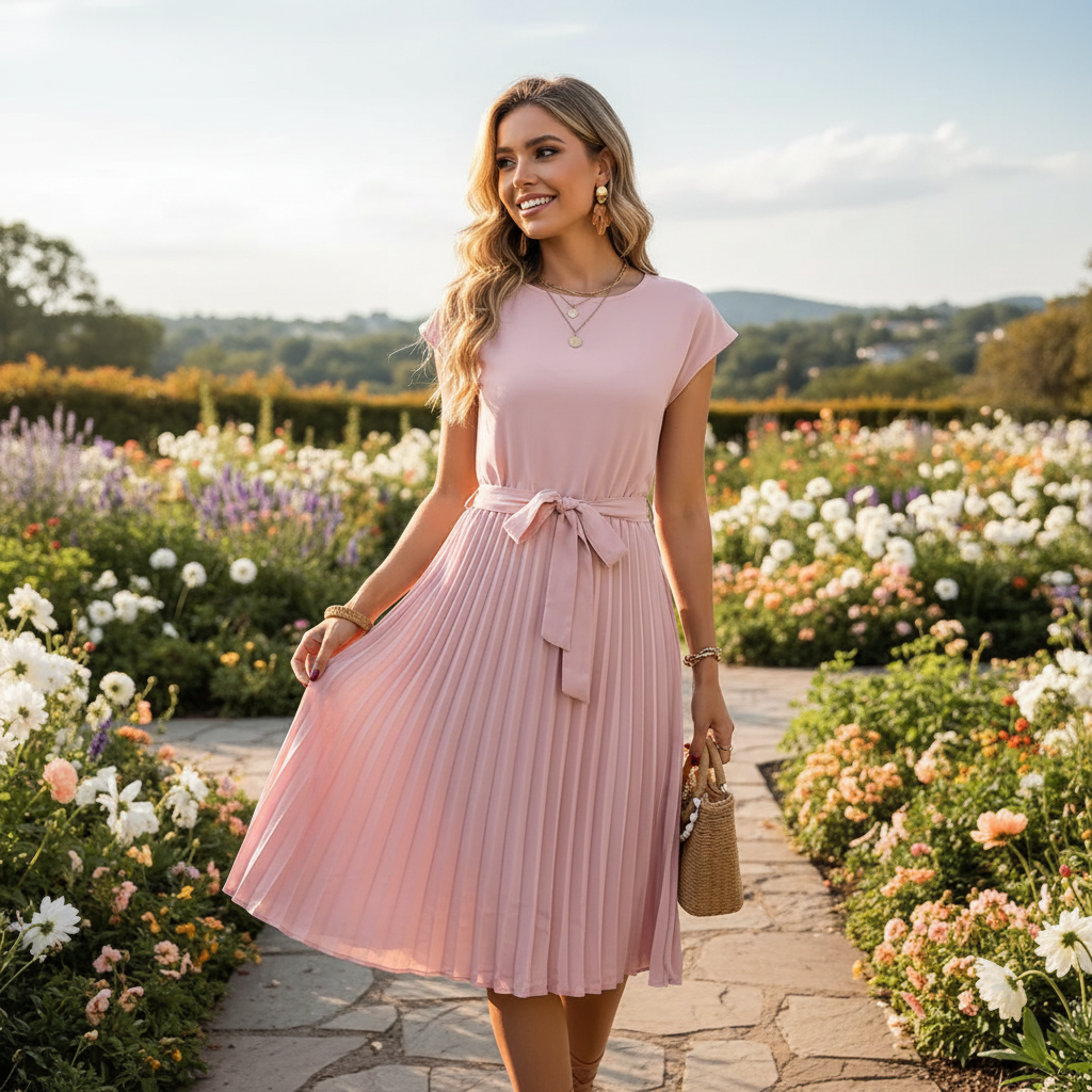 Jelica - Robe Midi Chic à Plis