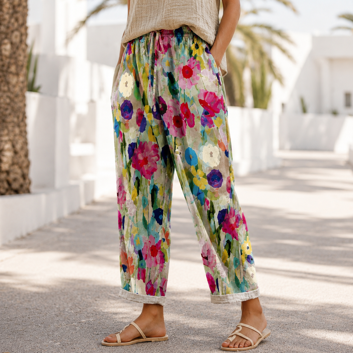 Kheyri - Pantalon Léger à Motifs Floraux
