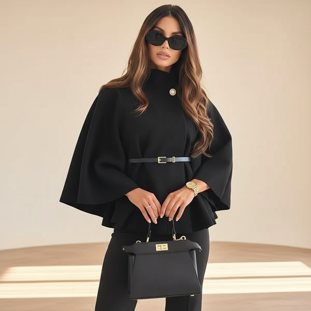 Lindsey - Veste Épurée avec Ceinture à Manches Chauve-Souris