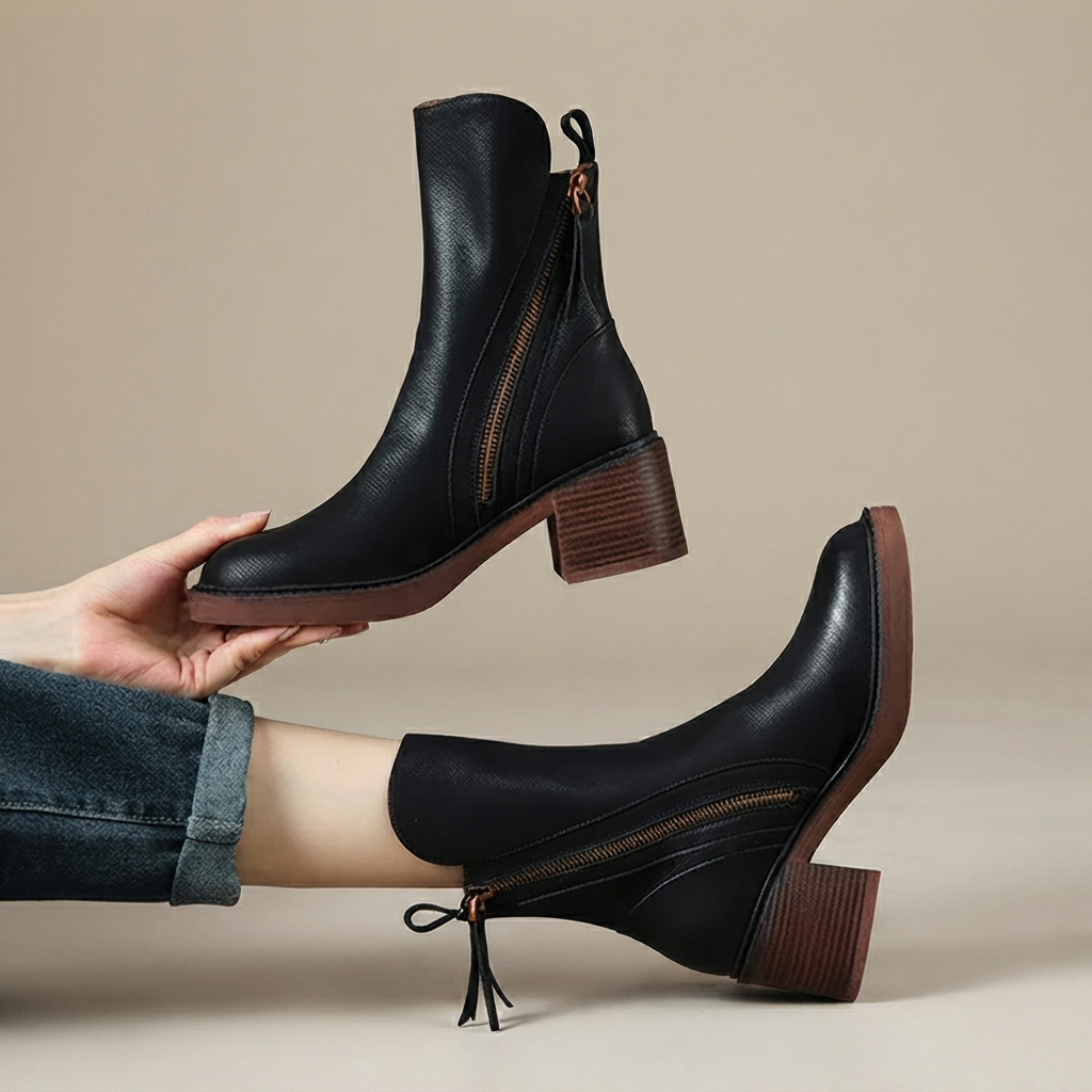 Jadonna - Bottes Élégantes avec Fermeture Éclair et Talons