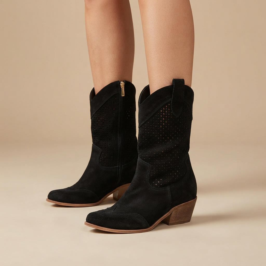 Jamie - Bottes à talons avec motifs de coutures