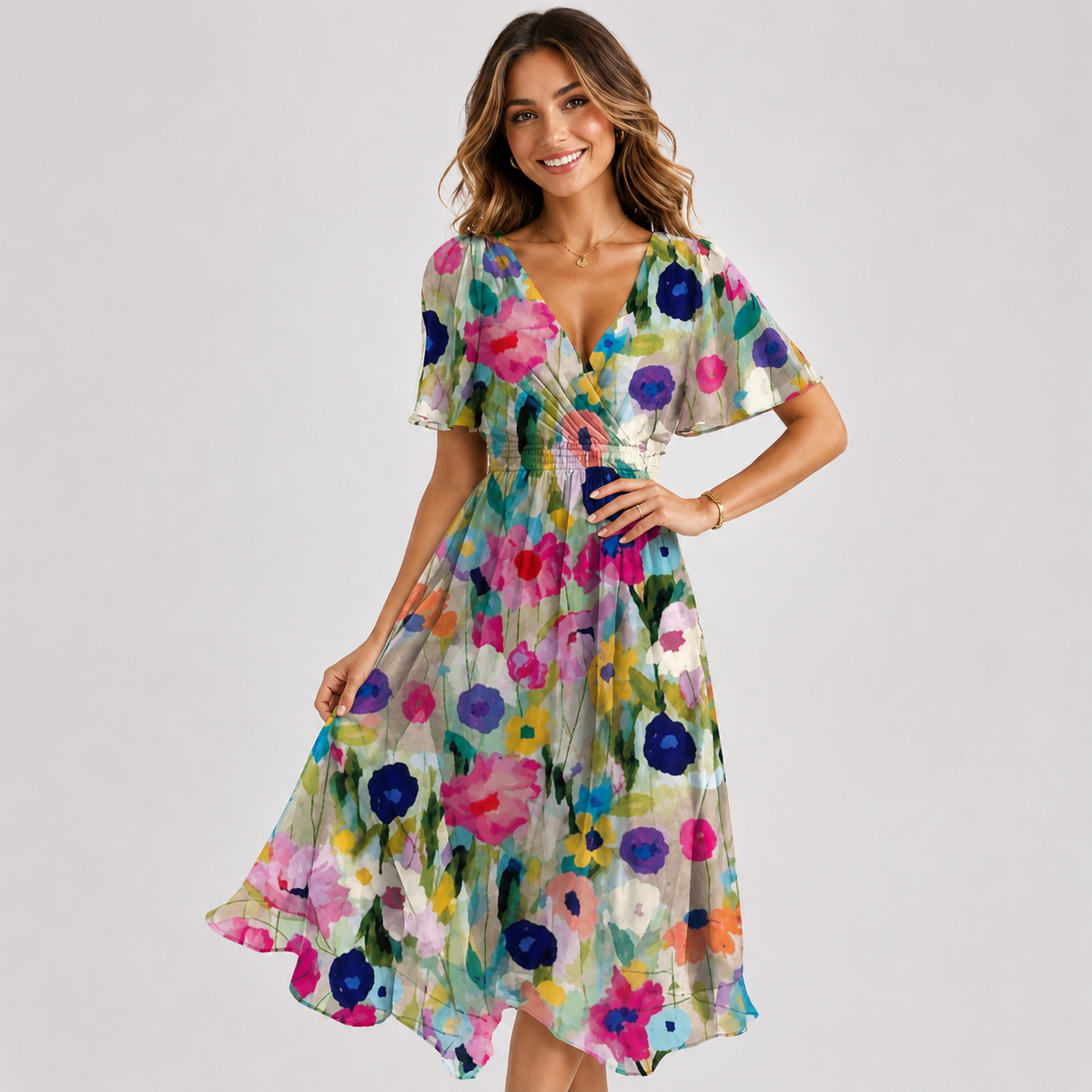 Elsinya - Robe Midi Élégante et Facile à Porter
