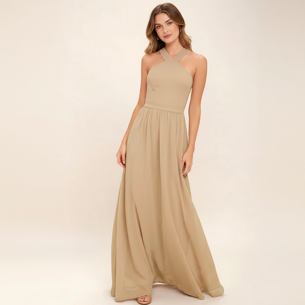 Suzanne - Robe Longue Élégante à Col Croisé