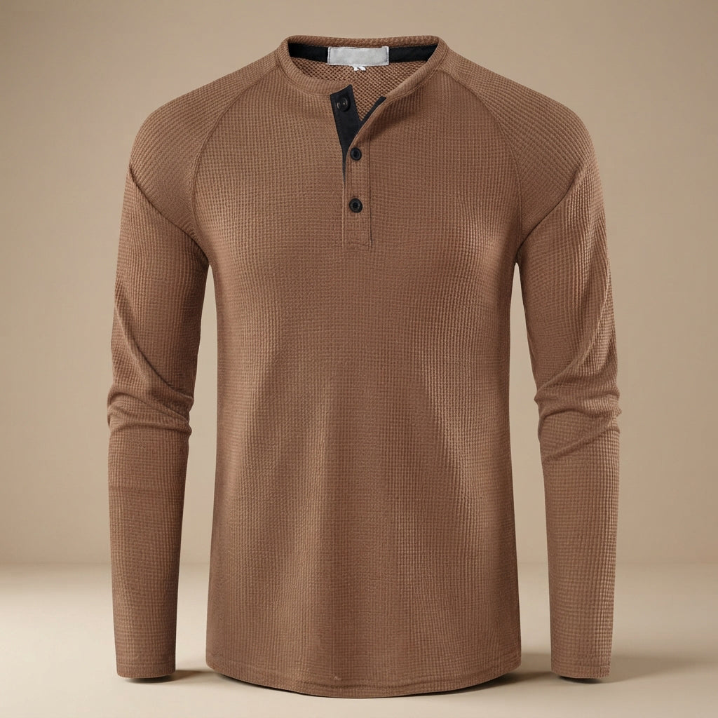 Teifion - Chemise Henley Traditionnelle à Motif Nid d'Abeille