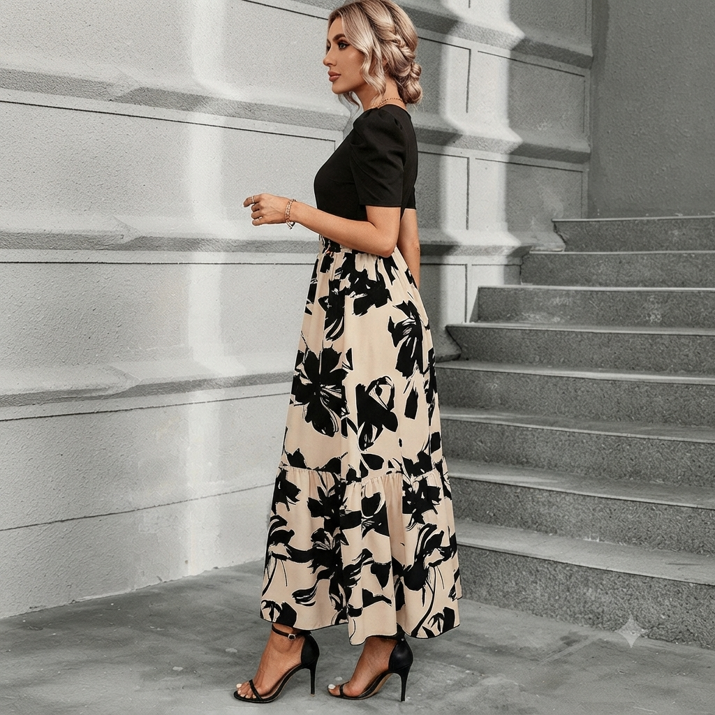 Astrid - Robe Jupe avec Motif Floral Raffiné