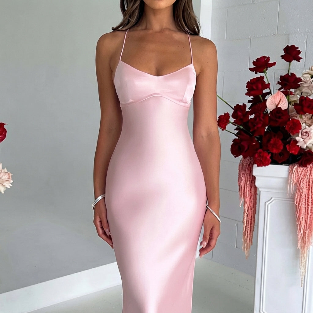 Melika - Robe Longue Ajustée Brillante