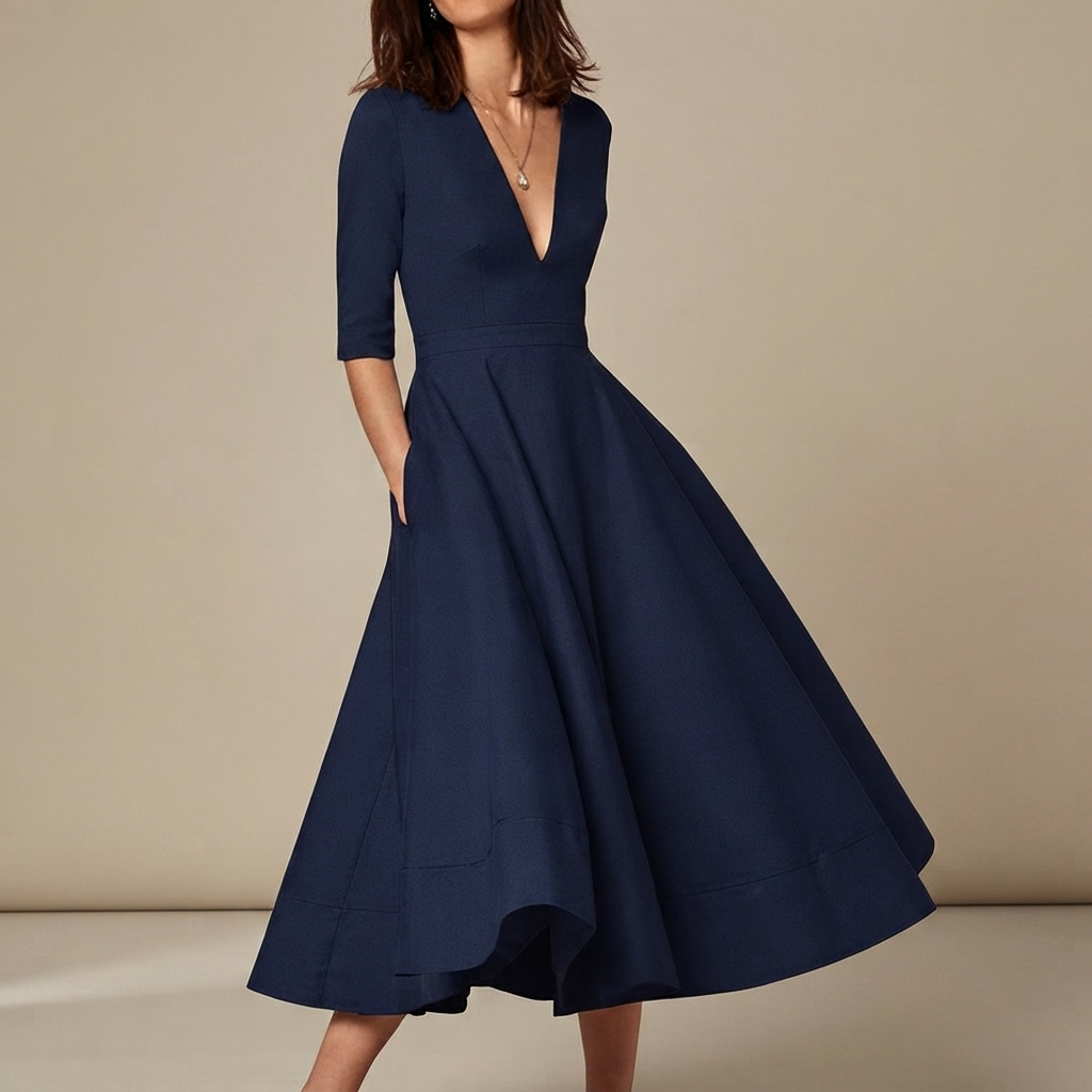 Debbie - Robe Élégante à Col V