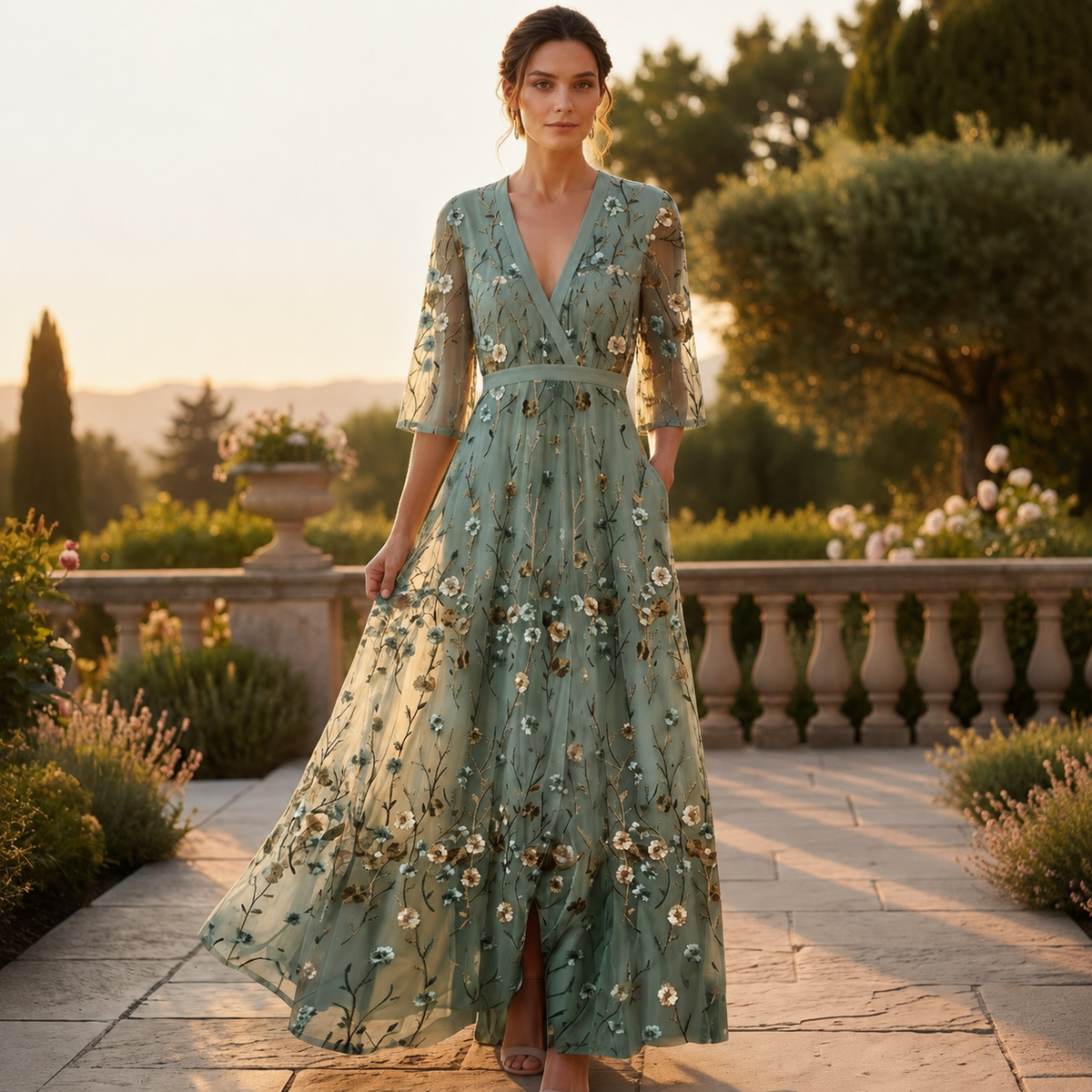 Florence - Robe Longue Élégante et Aérienne