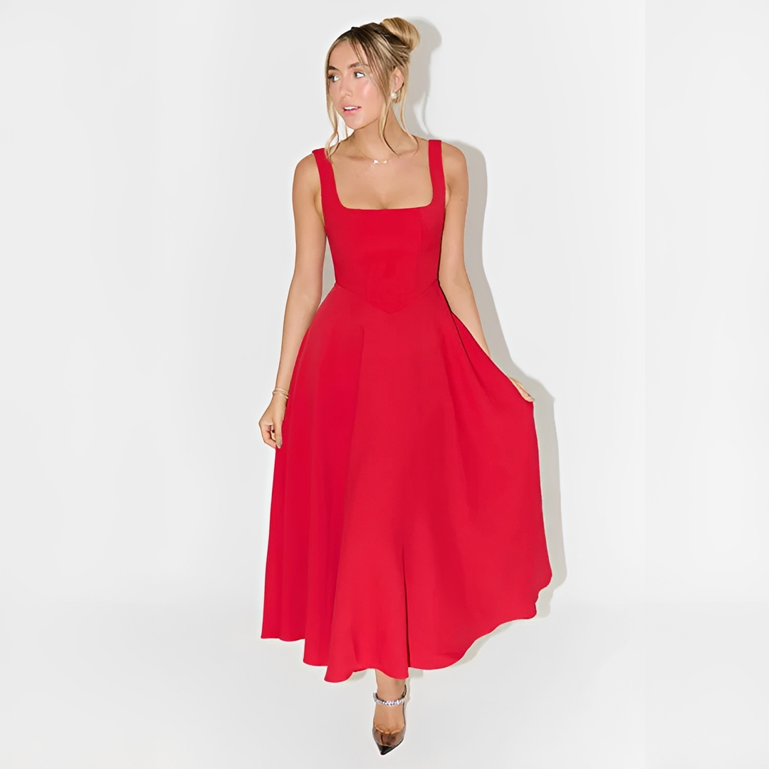 Yarabelle - Élégante Robe Midi à Bretelles