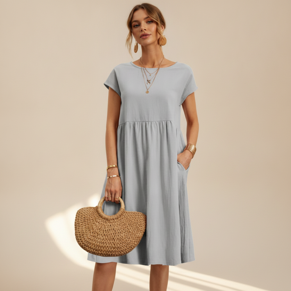Nubia - Robe Midi à Col Rond Raffinée