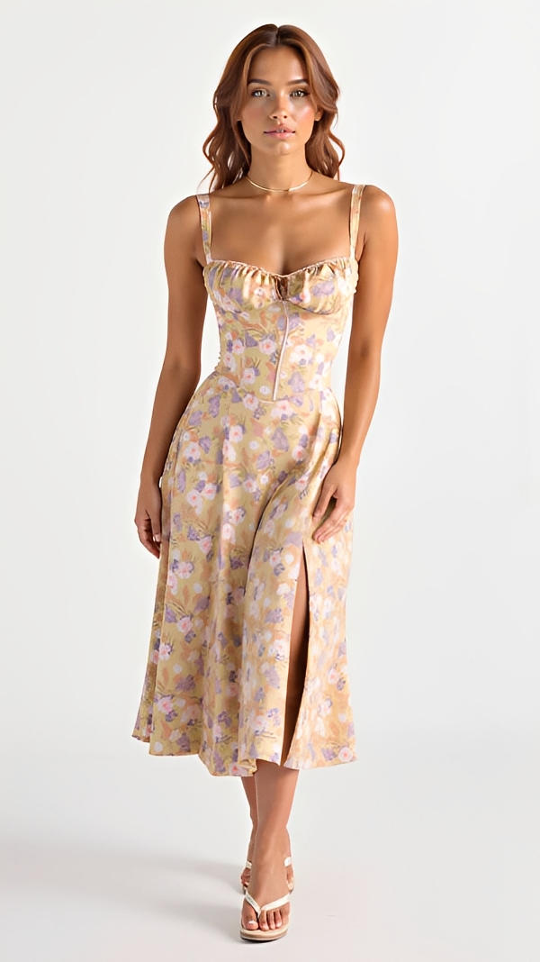 Kiana - Robe Élégante et Chic avec Fente Midi