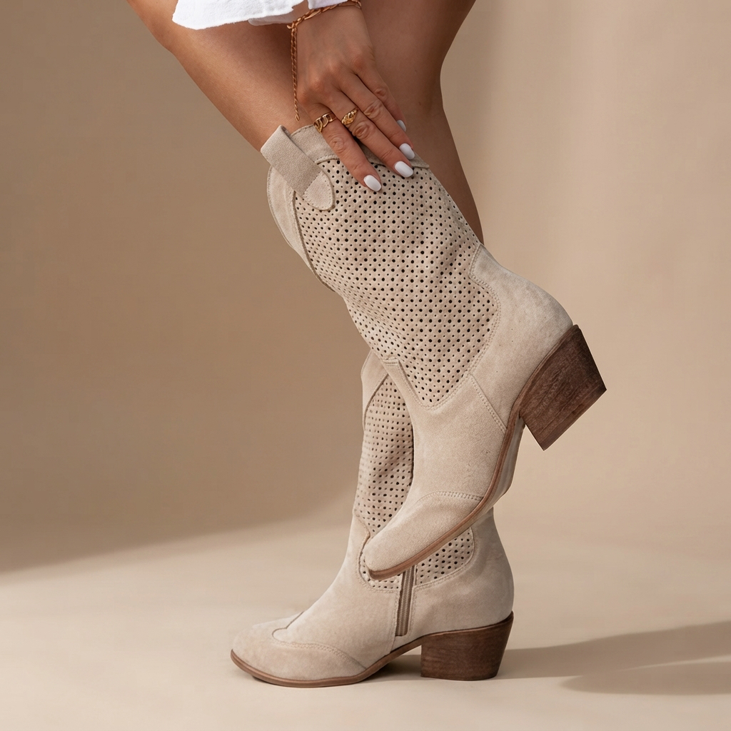 Jamie - Bottes à talons avec motifs de coutures