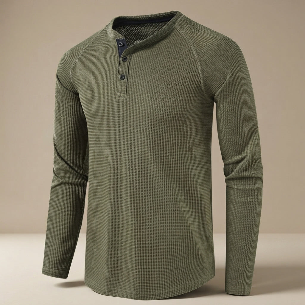 Teifion - Chemise Henley Traditionnelle à Motif Nid d'Abeille
