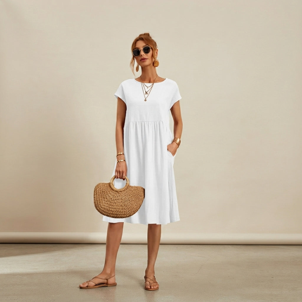Shamzi - Robe Midi Chic à Col Rond