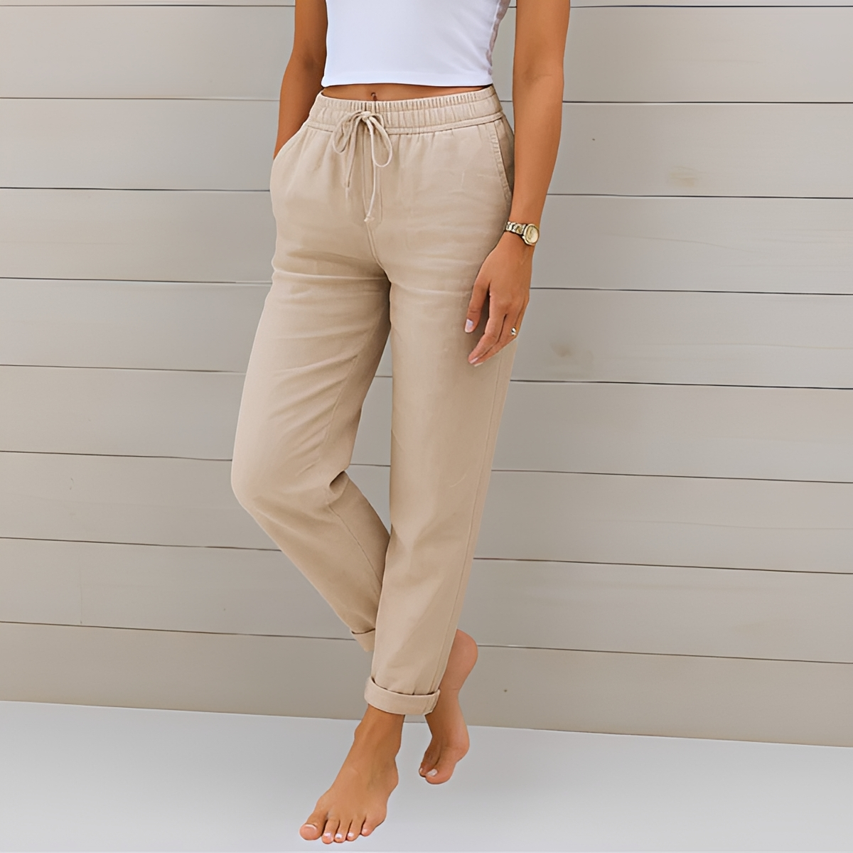 Audrey - Pantalon Décontracté avec Cordon