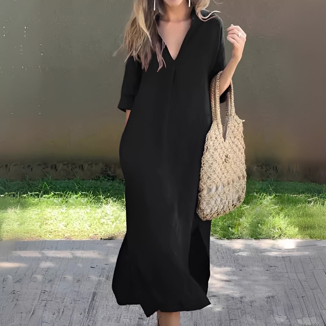 Lucie - Robe ample et décontractée avec col en V pour femmes
