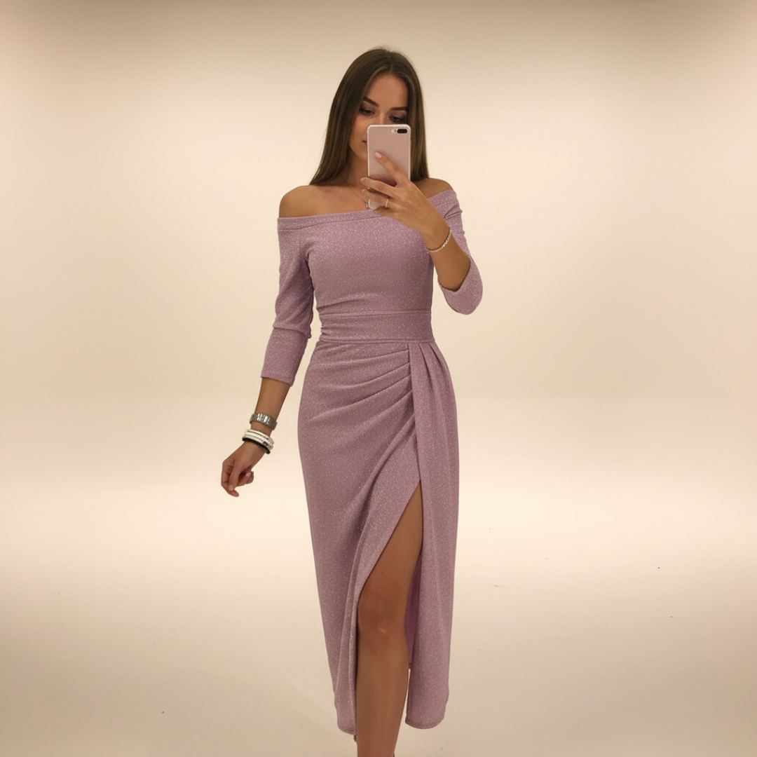 Christy - Robe Midi Élégante à Épaules Dénudées