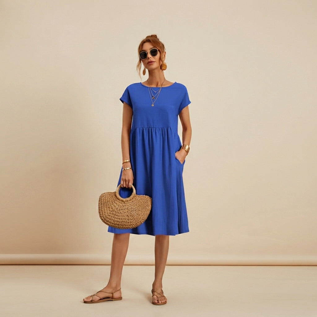 Shamzi - Robe Midi Chic à Col Rond