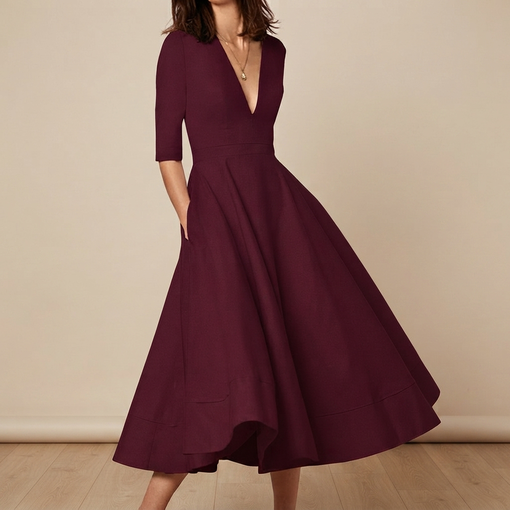 Debbie - Robe Élégante à Col V