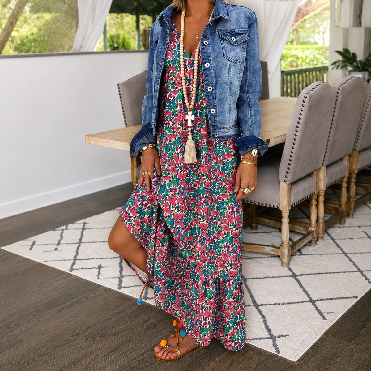 Shalisha - Robe Élégante Bohème à Col V