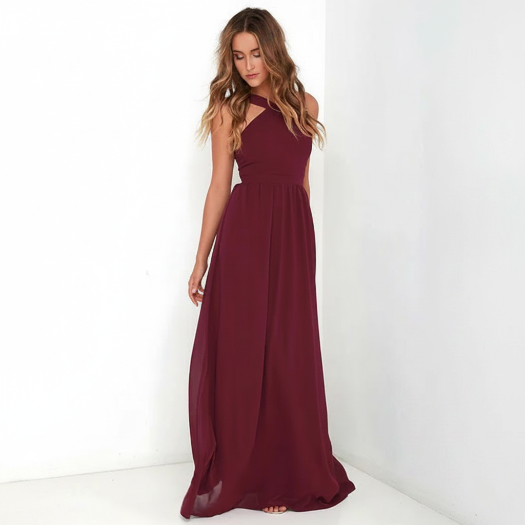 Suzanne - Robe Longue Élégante à Col Croisé