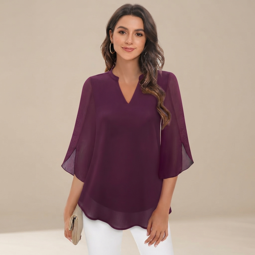 Arsine - Blouse élégante à coupe large et col en V